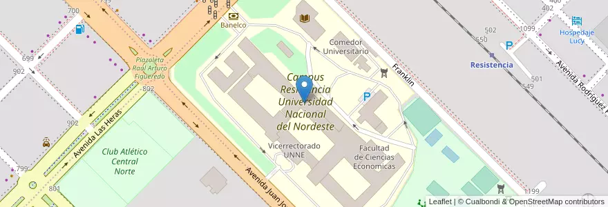 Mapa de ubicacion de Campus Resistencia Universidad Nacional del Nordeste en Argentinië, Chaco, Departamento San Fernando, Resistencia, Resistencia.