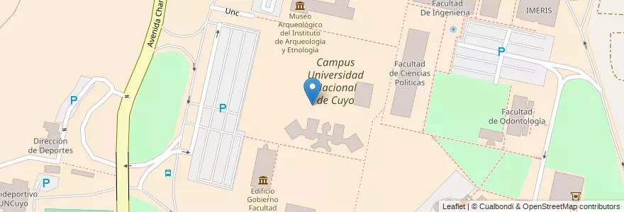 Mapa de ubicacion de Campus Universidad Nacional de Cuyo en アルゼンチン, チリ, メンドーサ州, Departamento Capital, Ciudad De Mendoza.