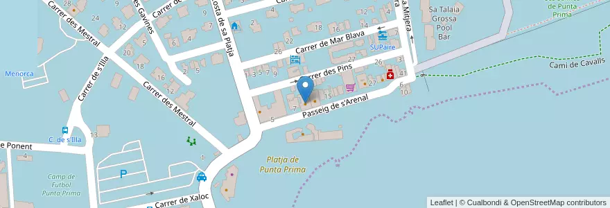 Mapa de ubicacion de Ca'n Santi en 西班牙, 巴利阿里群岛, España (Mar Territorial), Menorca, 巴利阿里群岛.