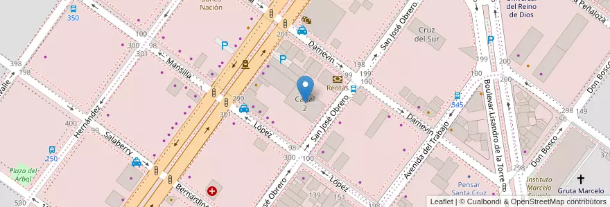 Mapa de ubicacion de Canal 2 en Arjantin, Santa Cruz, Şili, Mercado De La Ciudad, Deseado, Caleta Olivia.