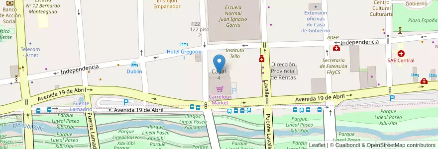 Mapa de ubicacion de Canal 4 en آرژانتین, Jujuy, Departamento Doctor Manuel Belgrano, Municipio De San Salvador De Jujuy.