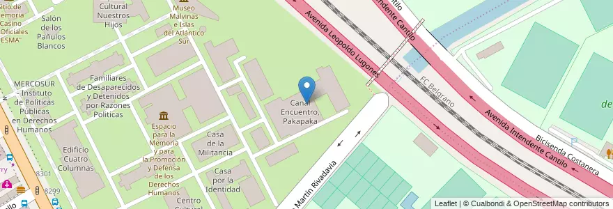 Mapa de ubicacion de Canal Encuentro, Pakapaka, Nuñez en 阿根廷, Ciudad Autónoma De Buenos Aires, 布宜诺斯艾利斯, Comuna 13.