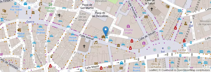 Mapa de ubicacion de Cañas y Tapas en スペイン, マドリード州, Comunidad De Madrid, Área Metropolitana De Madrid Y Corredor Del Henares, Madrid.