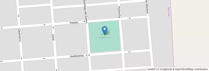 Mapa de ubicacion de cancha argentino en アルゼンチン, コルドバ州, Departamento Unión, Pedanía Bell Ville, Municipio De Bell Ville, Bell Ville.