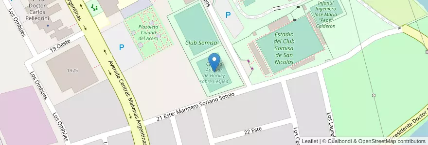 Mapa de ubicacion de Cancha Auxiliar de Hockey sobre Césped en الأرجنتين, بوينس آيرس, Partido De San Nicolás, San Nicolás De Los Arroyos.