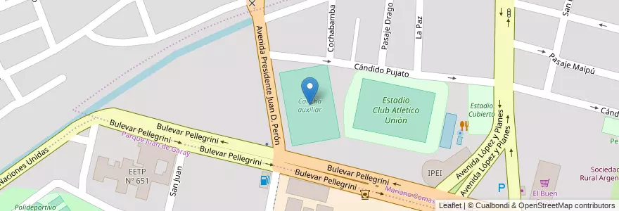 Mapa de ubicacion de Cancha auxiliar en Argentinië, Santa Fe, Departamento La Capital, Santa Fe Capital, Santa Fe.