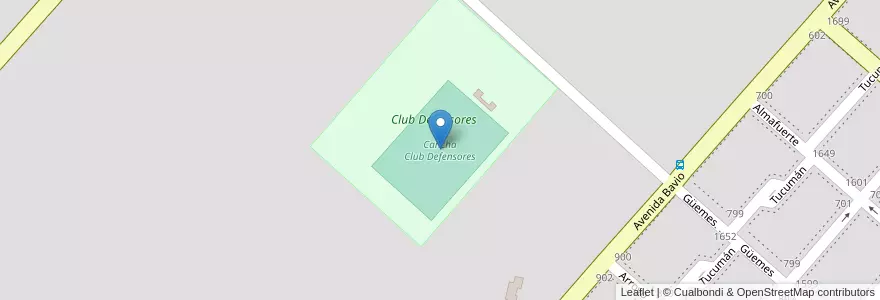 Mapa de ubicacion de Cancha Club Defensores en アルゼンチン, ブエノスアイレス州, Partido De Ayacucho, Ayacucho.