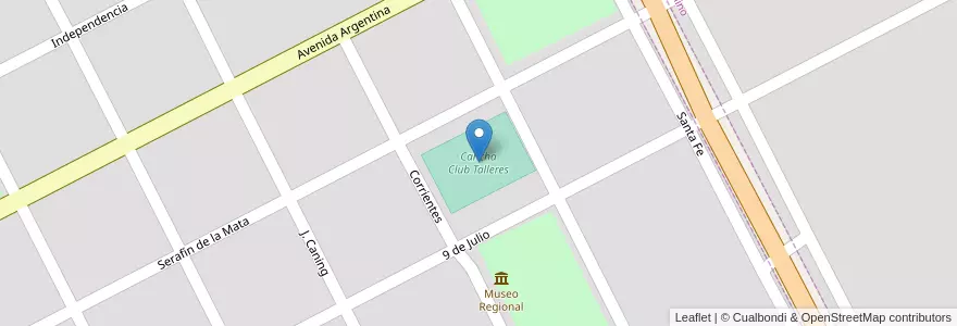 Mapa de ubicacion de Cancha Club Talleres en アルゼンチン, コルドバ州, Departamento Ischilín, Pedanía Quilino, Municipio De Quilino.