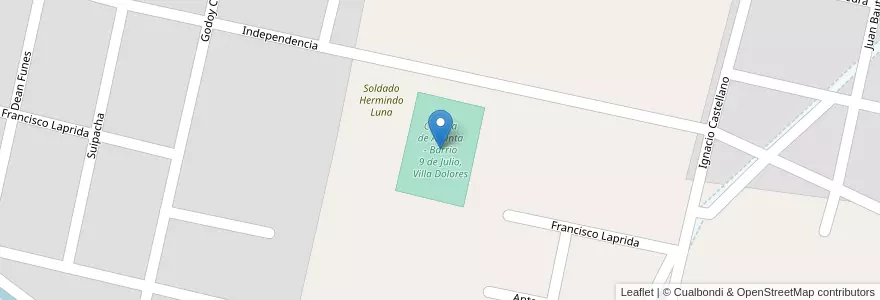 Mapa de ubicacion de Cancha de Atlanta - Barrio 9 de Julio, Villa Dolores en Аргентина, Кордова, Departamento San Javier, Pedanía Dolores, Municipio De Villa Dolores, Villa Dolores.