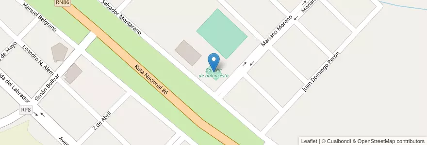 Mapa de ubicacion de Cancha de baloncesto en 阿根廷, Formosa, Departamento Pilcomayo, Municipio De Laguna Naick Neck.