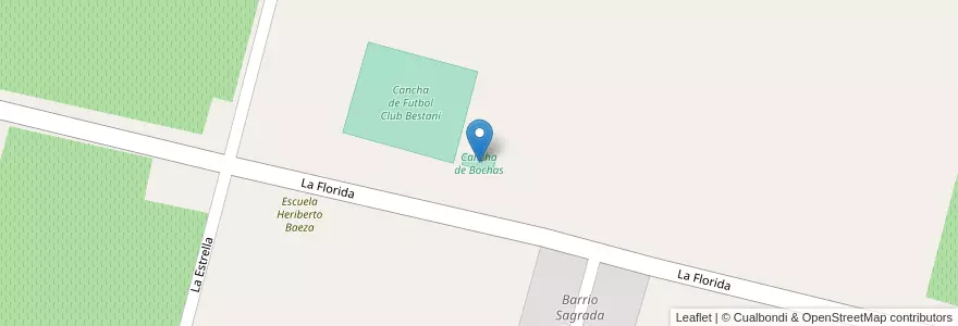Mapa de ubicacion de Cancha de Bochas en Arjantin, Şili, Mendoza, Departamento Rivadavia.