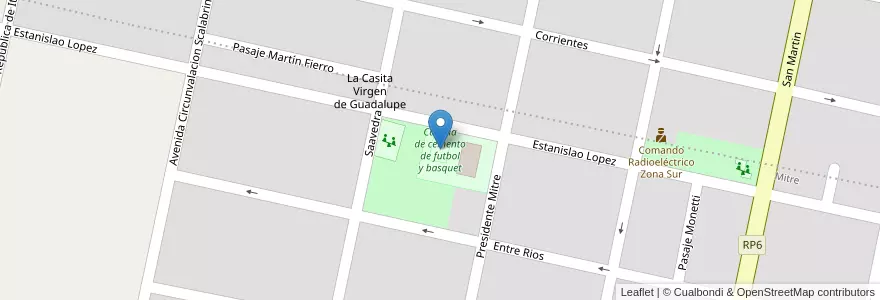 Mapa de ubicacion de Cancha de cemento de futbol y basquet en آرژانتین, سانتافه, Departamento Las Colonias, San Carlos Centro.