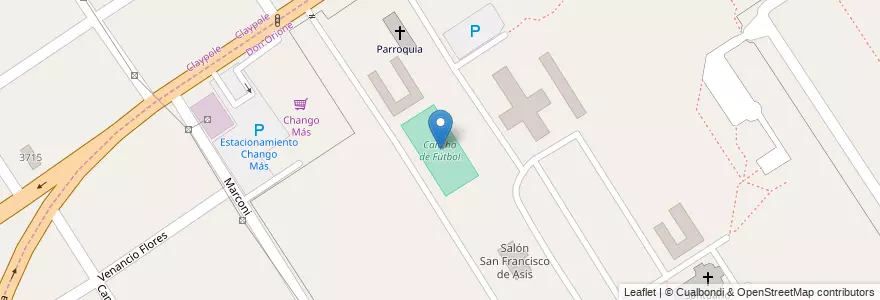 Mapa de ubicacion de Cancha de Fútbol en アルゼンチン, ブエノスアイレス州, Partido De Almirante Brown.