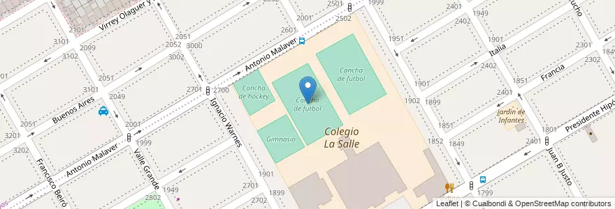 Mapa de ubicacion de Cancha de futbol en Argentine, Province De Buenos Aires, Partido De Vicente López, Vicente López.