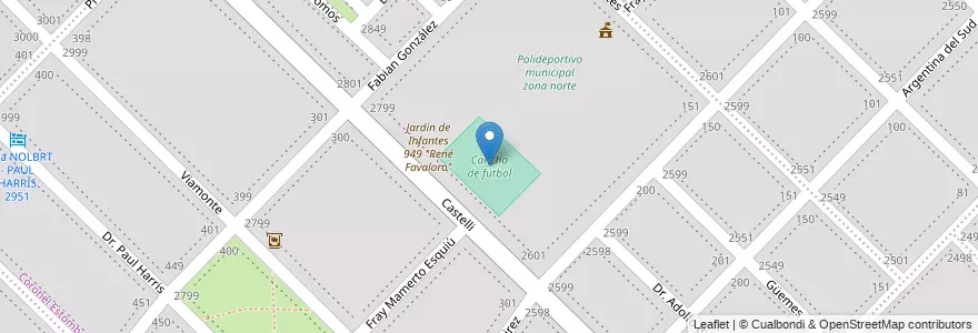 Mapa de ubicacion de Cancha de fútbol en آرژانتین, استان بوئنوس آیرس, Partido De Bahía Blanca, Bahía Blanca.