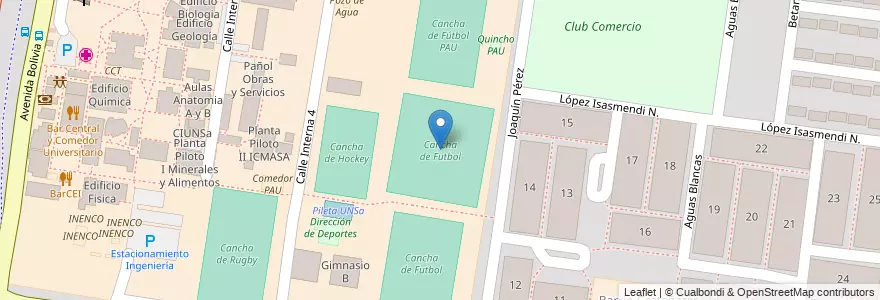 Mapa de ubicacion de Cancha de Futbol en アルゼンチン, サルタ州, Capital, Municipio De Salta, Salta.