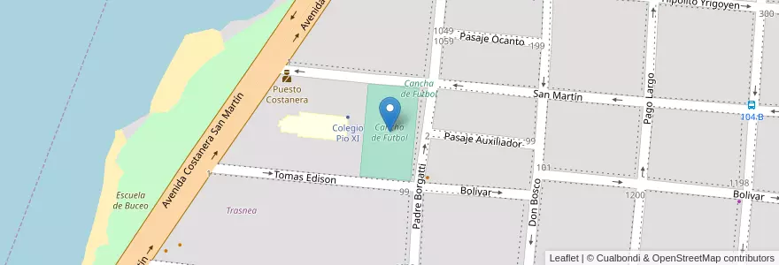 Mapa de ubicacion de Cancha de Futbol en 아르헨티나, Corrientes, Departamento Capital, Corrientes.
