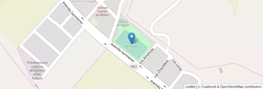 Mapa de ubicacion de Cancha de Fútbol en Arjantin, Jujuy, Departamento San Antonio, Municipio De San Antonio, San Antonio.