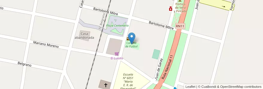 Mapa de ubicacion de Cancha de Fútbol en 아르헨티나, Santa Fe, Departamento San Justo, Municipio De Vera Y Pintado.