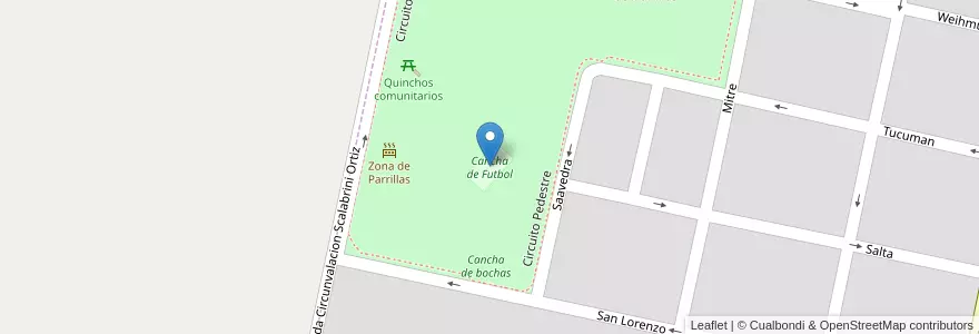 Mapa de ubicacion de Cancha de Futbol en アルゼンチン, サンタフェ州, Departamento Las Colonias, San Carlos Centro, San Carlos Centro.