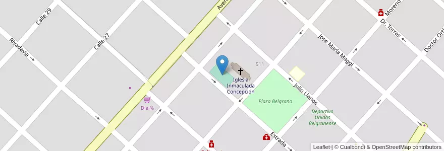 Mapa de ubicacion de Cancha de Futbol en 阿根廷, 布宜诺斯艾利斯省, Partido De General Belgrano, General Belgrano.