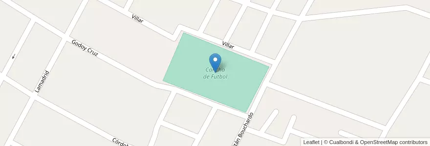 Mapa de ubicacion de Cancha de Futbol en アルゼンチン, チリ, メンドーサ州, Departamento Rivadavia, Distrito Ciudad De Rivadavia.