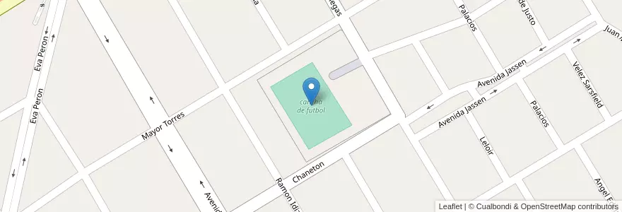 Mapa de ubicacion de cancha de futbol en Arjantin, Şili, Neuquén, Departamento Zapala, Zapala, Zapala.
