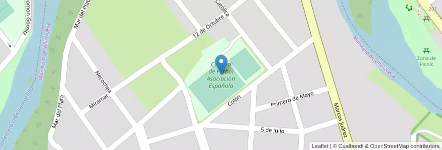 Mapa de ubicacion de Cancha de Futbol Asociación Española en アルゼンチン, コルドバ州, Departamento General San Martín, Pedanía Villa María, Municipio De Villa María, Villa María, Municipio De Villa Nueva.