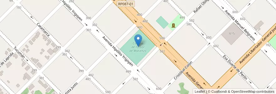 Mapa de ubicacion de Cancha de Futbol de Matienzo en Arjantin, Buenos Aires, Partido De Ramallo.