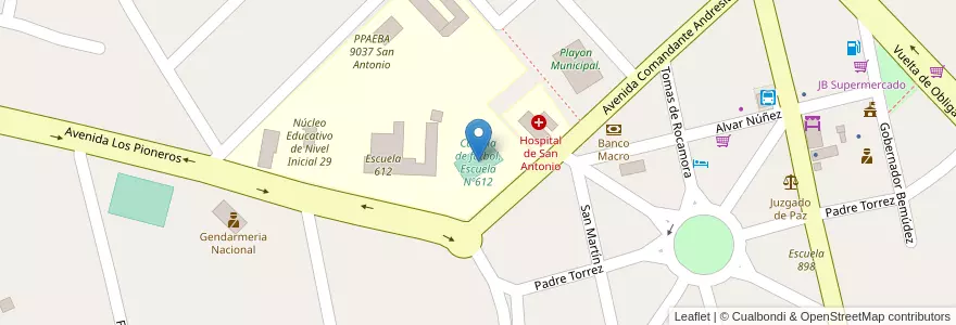 Mapa de ubicacion de Cancha de fútbol. Escuela Nº612 en アルゼンチン, ミシオネス州, Departamento General Manuel Belgrano, Municipio De San Antonio.