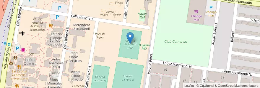 Mapa de ubicacion de Cancha de Fútbol PAU en 阿根廷, Salta, Capital, Municipio De Salta, Salta.