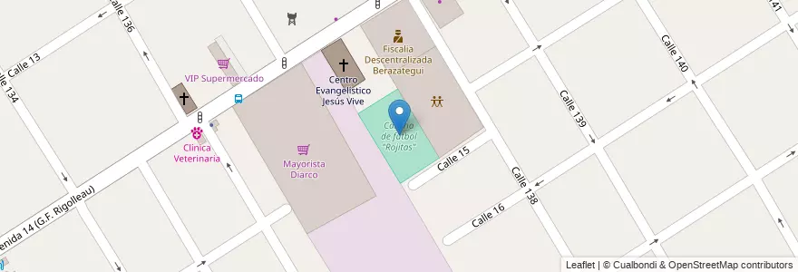 Mapa de ubicacion de Cancha de futbol "Rojitas" en Argentinië, Buenos Aires, Partido De Berazategui, Berazategui.