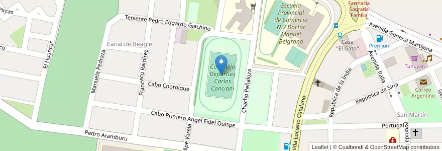 Mapa de ubicacion de Cancha de Hockey Carlos Canciani de césped sintético en 아르헨티나, Jujuy, Departamento Palpalá, Municipio De Palpalá.