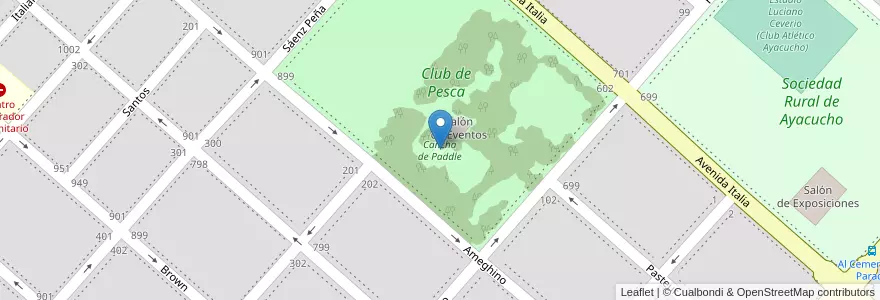 Mapa de ubicacion de Cancha de Paddle en 阿根廷, 布宜诺斯艾利斯省, Partido De Ayacucho, Ayacucho.