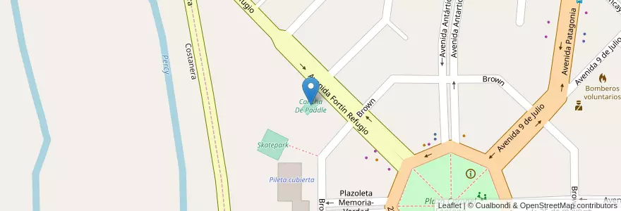Mapa de ubicacion de Cancha De Paddle en الأرجنتين, تشيلي, شوبوت, Departamento Futaleufú, Trevelin.