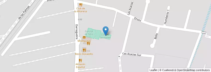 Mapa de ubicacion de Cancha de Paddle en Arjantin, Şili, Mendoza, Departamento Luján De Cuyo, Luján De Cuyo, Distrito Chacras De Coria.