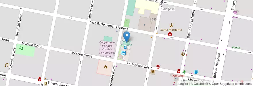 Mapa de ubicacion de Cancha de Padel en 아르헨티나, Santa Fe, Departamento Castellanos, Municipio De Humberto Primo, Humberto Primo.