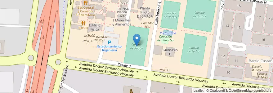 Mapa de ubicacion de Cancha de Rugby en Arjantin, Salta, Capital, Municipio De Salta, Salta.