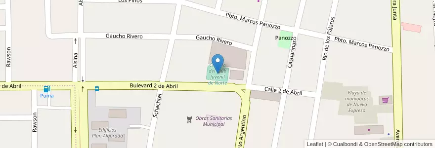 Mapa de ubicacion de Cancha del Club Juvenil de Norte en الأرجنتين, إنتري ريوس, Departamento Gualeguaychú, Gualeguaychú, Gualeguaychú, Distrito Costa Uruguay Sur.