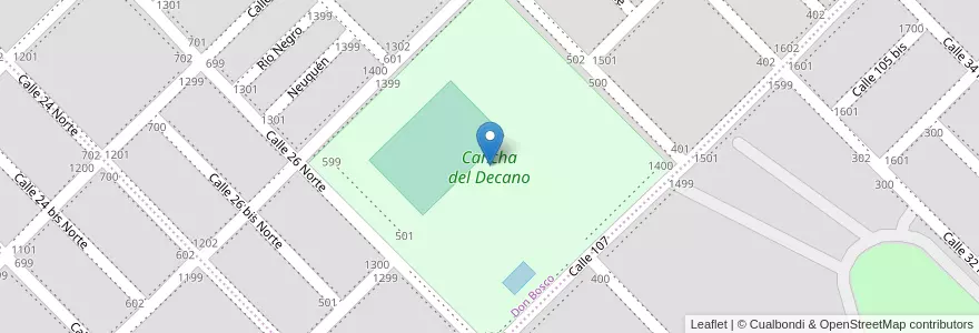 Mapa de ubicacion de Cancha del Decano en 阿根廷, La Pampa, Departamento Maracó, Municipio De General Pico.