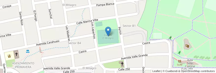 Mapa de ubicacion de Cancha El Milagro en アルゼンチン, フフイ州, Departamento Doctor Manuel Belgrano, Municipio De San Salvador De Jujuy, Alto Comedero.
