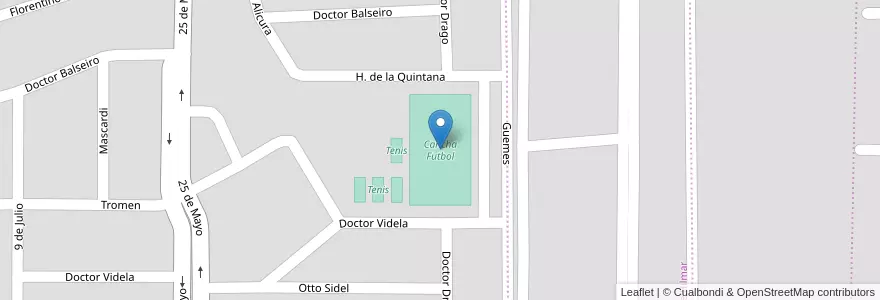 Mapa de ubicacion de Cancha Futbol en Argentinië, Chili, Neuquén, Departamento Confluencia, Municipio De Plottier, Plottier.
