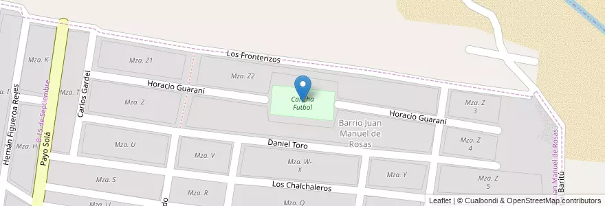 Mapa de ubicacion de Cancha Futbol en Argentina, Salta, Capital, Municipio De Salta.