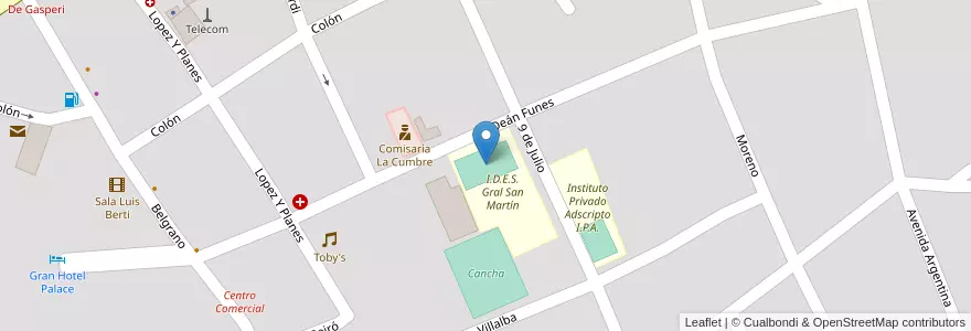 Mapa de ubicacion de Cancha IDES en Arjantin, Córdoba, Departamento Punilla, Pedanía Dolores, Municipio De La Cumbre.