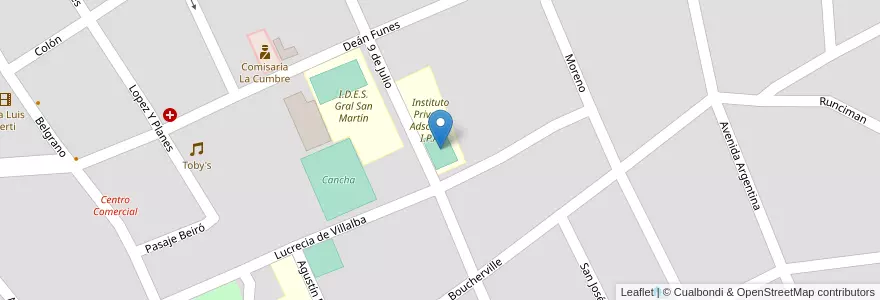 Mapa de ubicacion de Cancha IPA en 아르헨티나, Córdoba, Departamento Punilla, Pedanía Dolores, Municipio De La Cumbre.