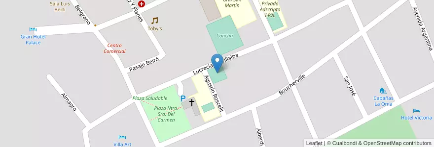 Mapa de ubicacion de Cancha Lourdes en Argentine, Córdoba, Departamento Punilla, Pedanía Dolores, Municipio De La Cumbre.