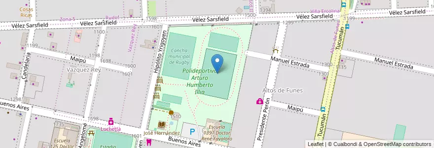 Mapa de ubicacion de Cancha municipal de Hockey en آرژانتین, سانتافه, Departamento Rosario, Municipio De Funes, Funes.