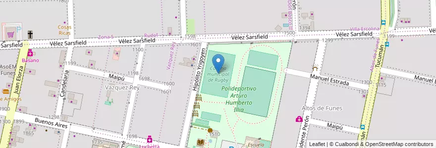 Mapa de ubicacion de Cancha municipal de Rugby en آرژانتین, سانتافه, Departamento Rosario, Municipio De Funes, Funes.
