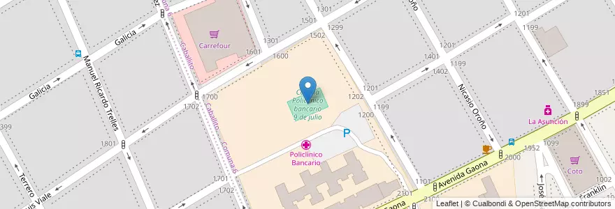 Mapa de ubicacion de Cancha Policlinico bancario 9 de julio, Caballito en Arjantin, Ciudad Autónoma De Buenos Aires, Buenos Aires, Comuna 6.