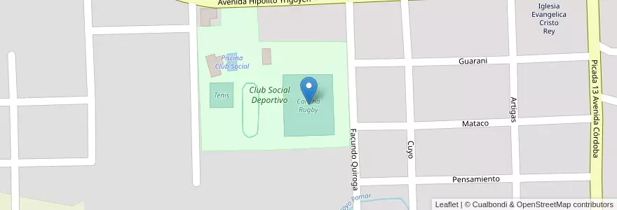 Mapa de ubicacion de Cancha Rugby en アルゼンチン, ミシオネス州, Departamento Eldorado, Municipio De Eldorado, Eldorado.